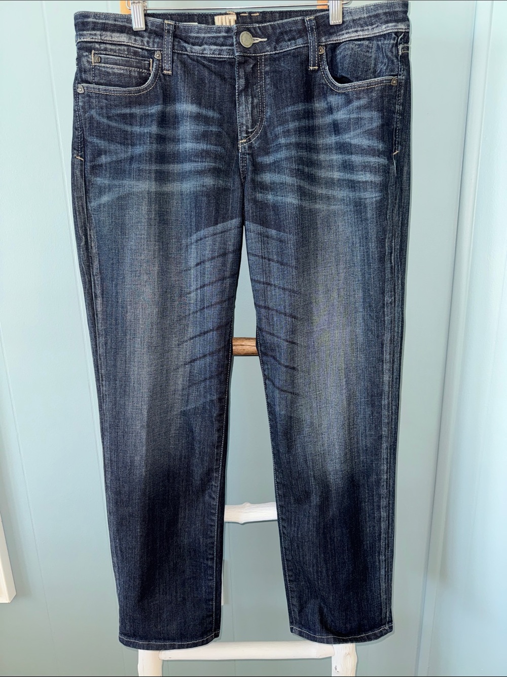 KUT from the Kloth Catherine Boyfriend Dark Wash Blue Jeans ~ 14